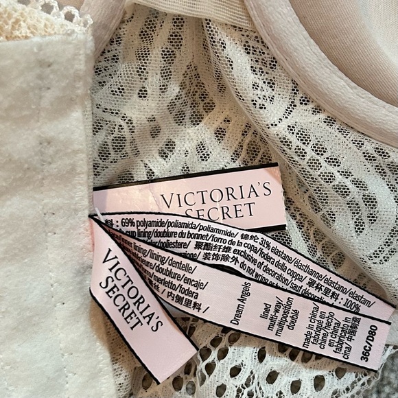 VICTORIA’S SECRET‎ Women’s Lace Bustier Corset Bra Ivory Scalloped Floral 36C - Picture 10 of 11